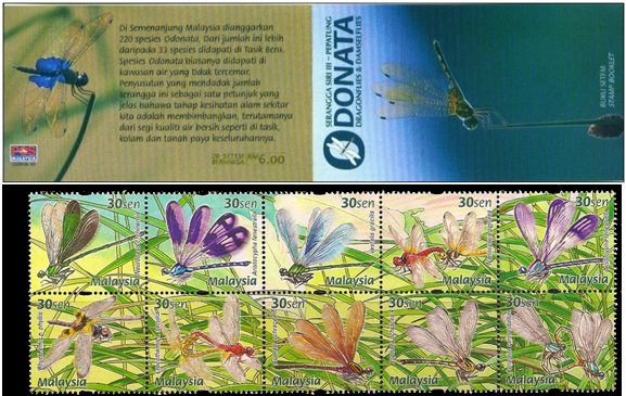 MNH - Dragonflies & Damselflies Malaysia 20v Malaysia 2000 Booklet 